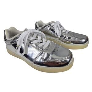 WOMEN’S SILVER LED LIGHT‑UP SNEAKERS – SIZE 7 – TRANSLUCENT SOLE – RAVE READY